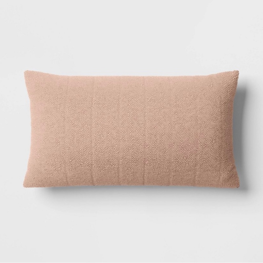 Oversized Channeled Boucle Lumbar Throw Pillow Light Pink - Threshold™